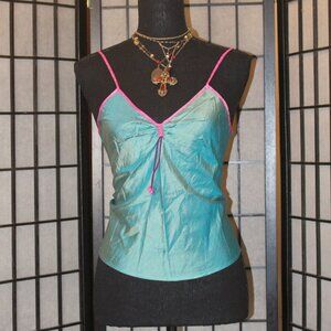 Women's Top - NWT Blue and Magenta Colorblock Polka Dot Sheer Lingerie Camisole